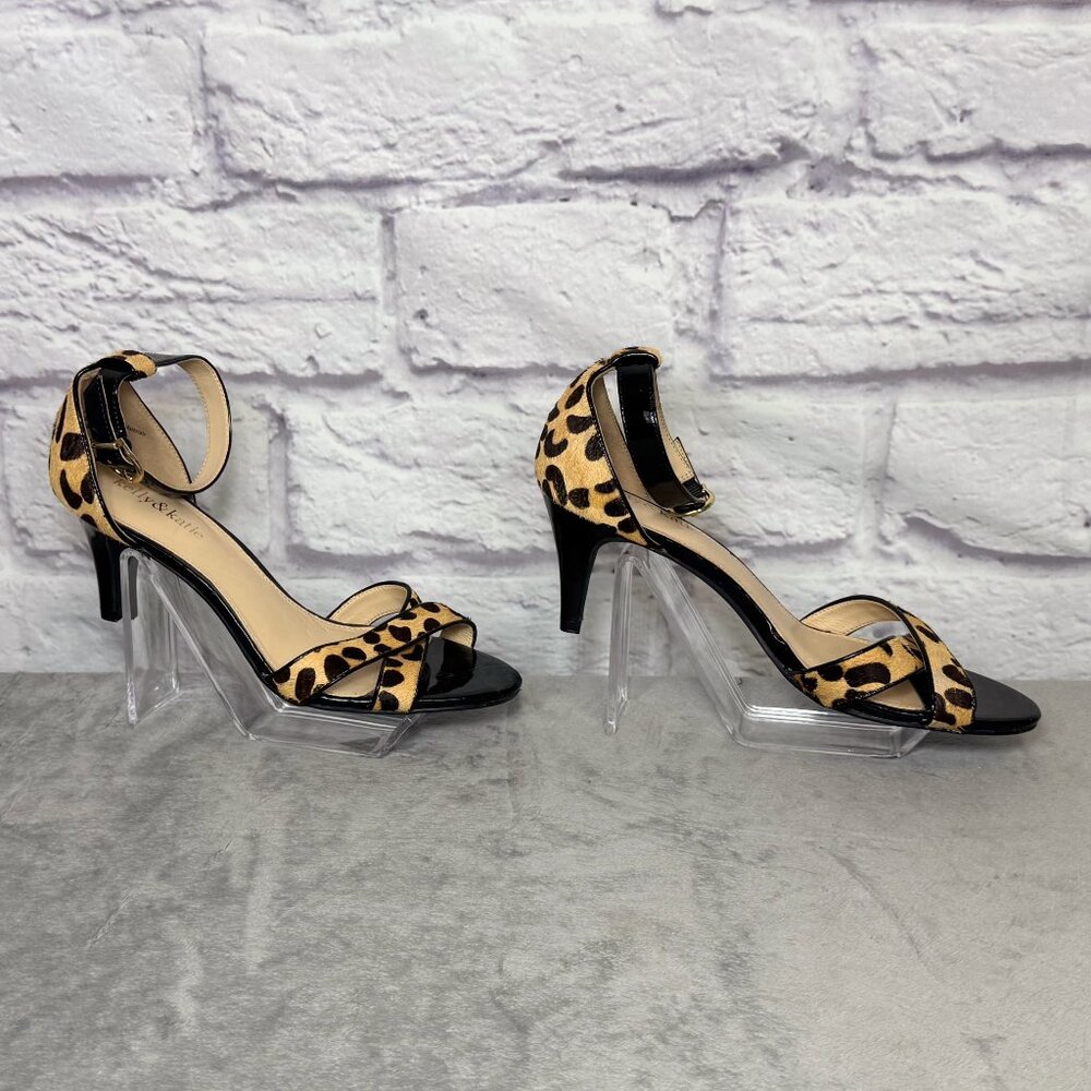 Kelly & Katie Faux Cheetah Fur Ankle Strap Sandals - Picture 1 of 6